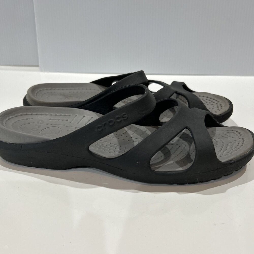 Meleen Slip On Slide Sandals Black Synthetic Croslite Women's 10